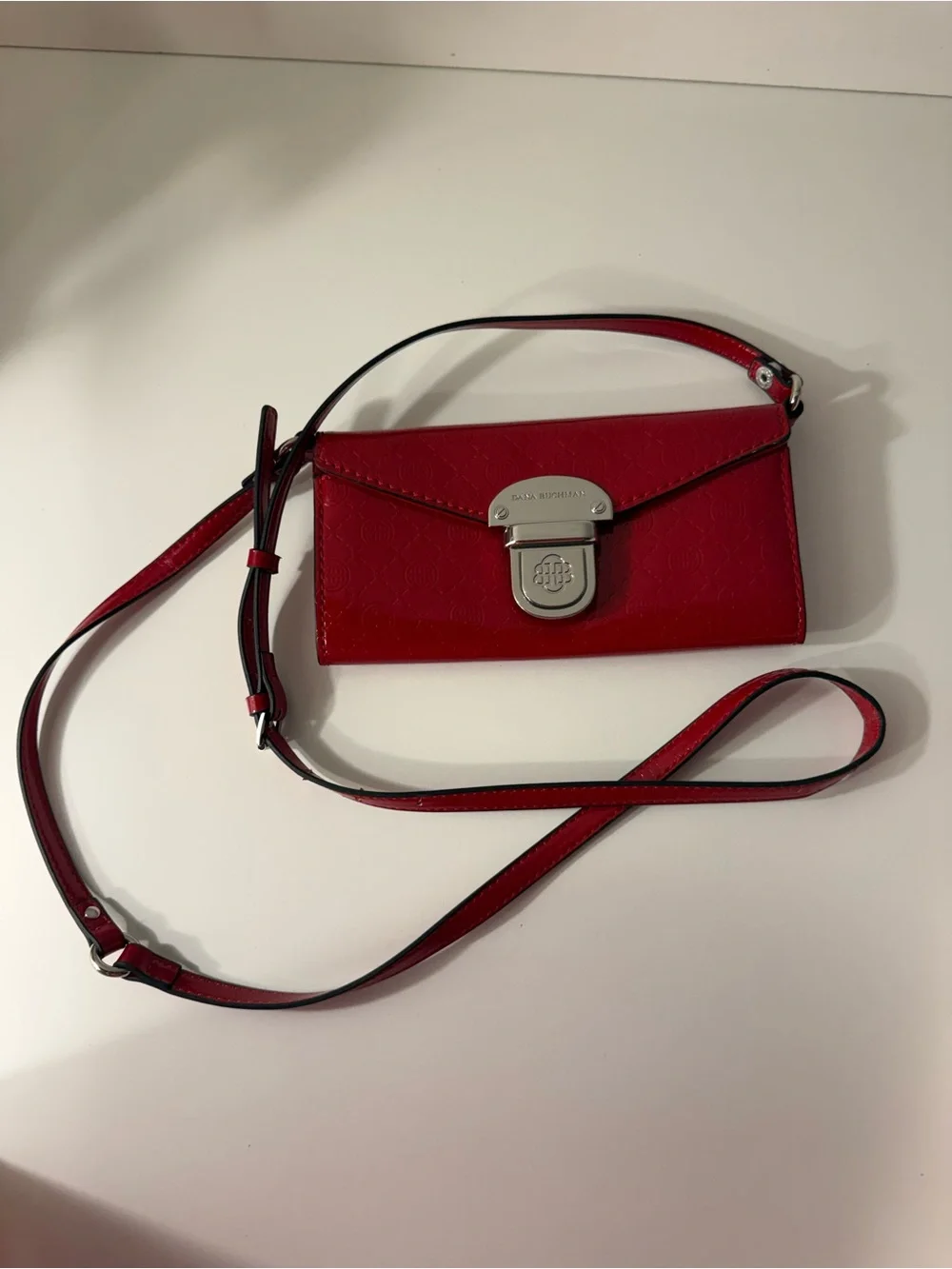 Dana Buchman Red Leather Crossbody with Silver-Tone Lock